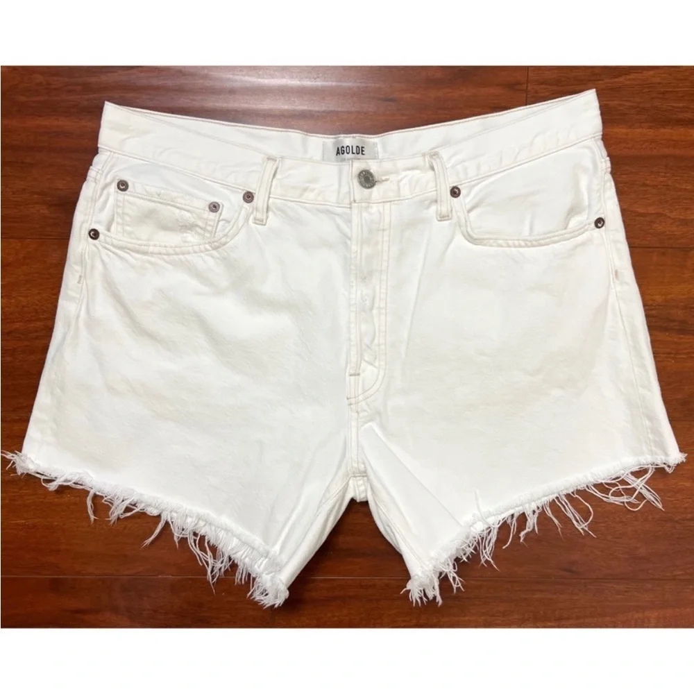 AGOLDE 90s Organic Cotton Denim High Rise Fray Hem Cutoff Relaxed Jean Shorts 31